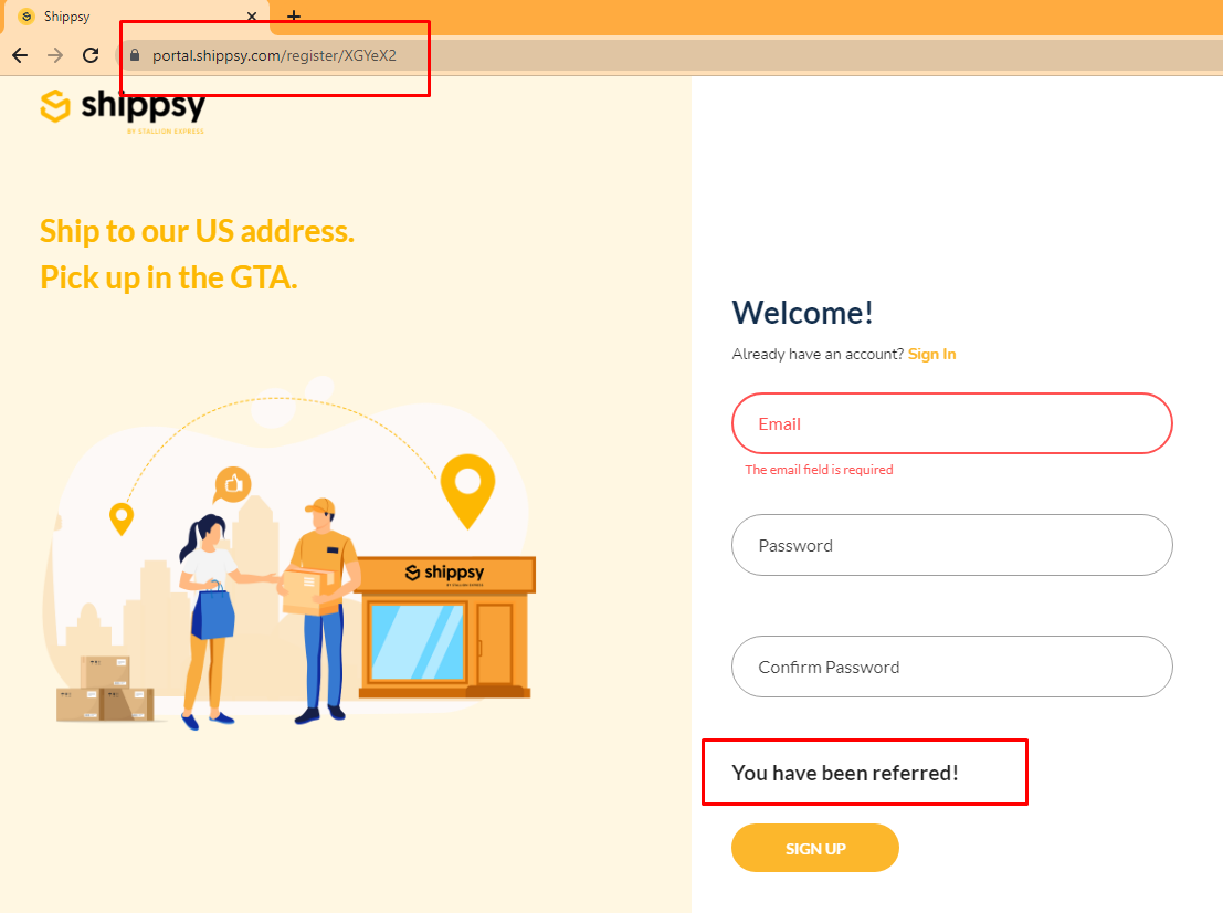 How to use a referral code/link — screenshot 1