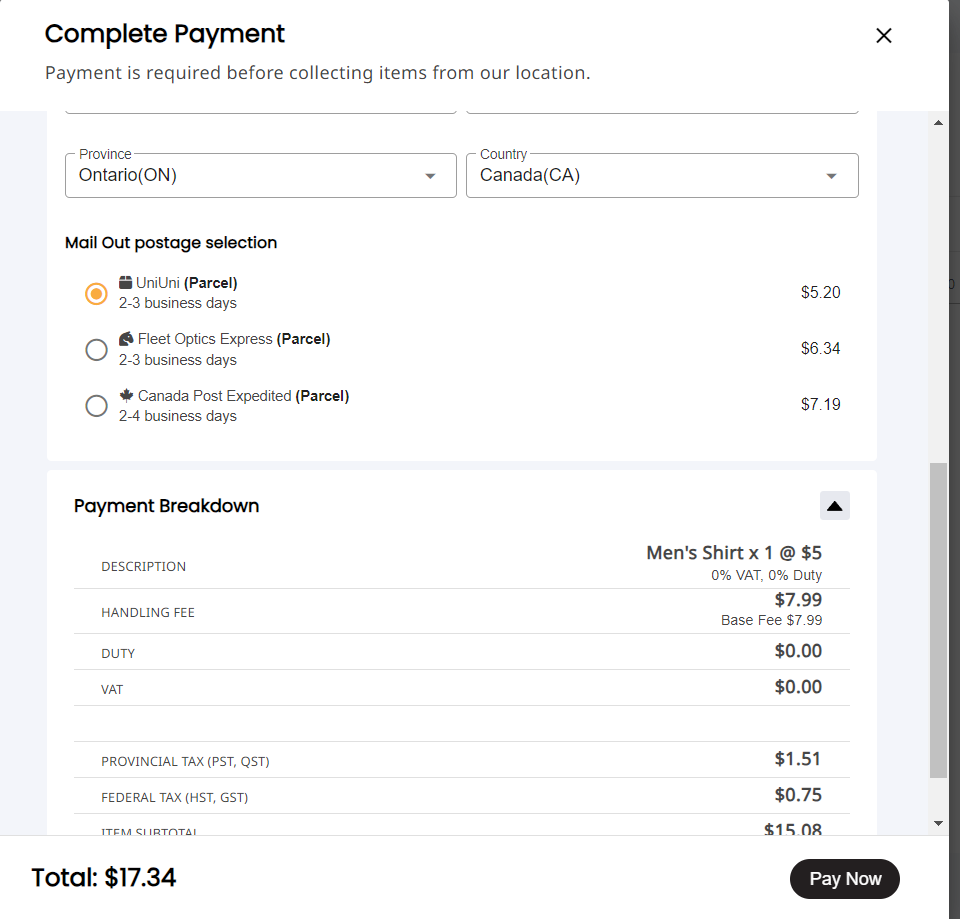 Mail out / Package forwarding — screenshot 3